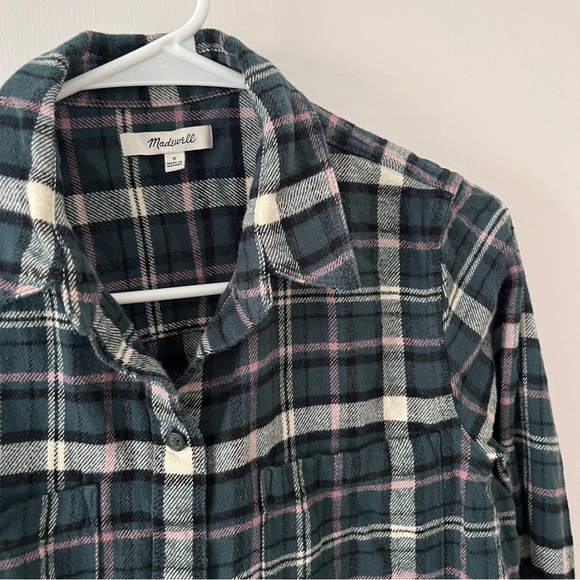 Madewell Flannel Classic Ex-Boyfriend Shirt in Baywood Plaid Green Lane Small - Picture 3 of 13